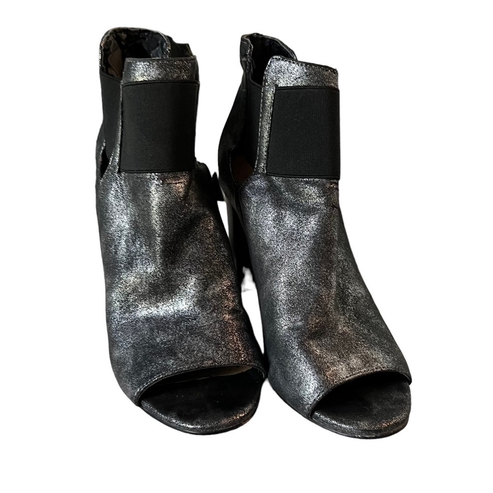 Kaari Blue Womens Ankle Booties Metallic Pewter Open Toe Cutout Block Heel 8.5 - Picture 3 of 8